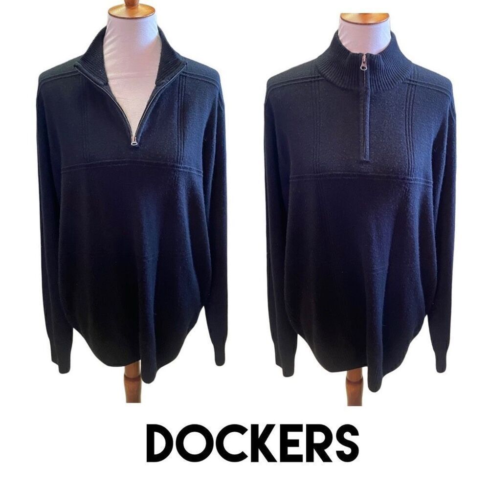 Dockers Black Half Zip/Mock Turtleneck Men’s Pullover Sweater Long Sleeve Size X